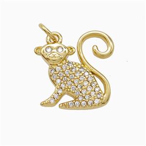 Copper Monkey Pendant Pave Zirconia Gold Plated, approx 16mm