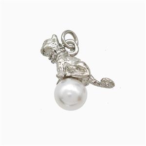 Copper Leopard Pendant Pave Resin Platinum Plated, approx 6mm, 15mm