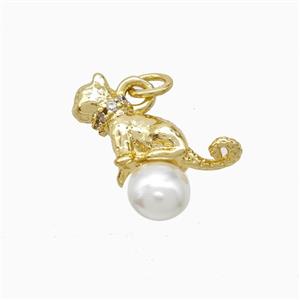 Copper Leopard Pendant Pave Resin Gold Plated, approx 6mm, 15mm