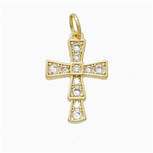 Copper Cross Pendant Pave Zirconia Gold Plated, approx 12-16mm