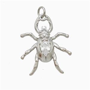 Copper Beetle Pendant Pave Zirconia Platinum Plated, approx 20-25mm