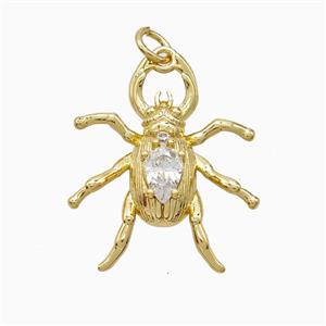 Copper Beetle Pendant Pave Zirconia Gold Plated, approx 20-25mm