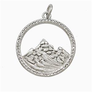 Copper Mountain Pendant Pave Zirconia Platinum Plated, approx 20mm