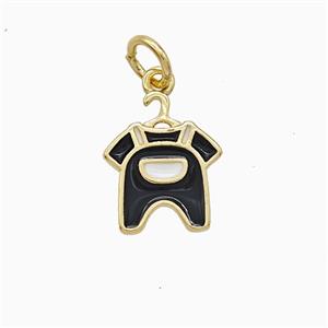 Baby Clothes Charms Copper Pendant Black Enamel Gold Plated, approx 10-12mm
