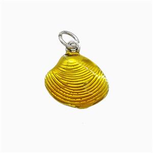 Copper Scallop Shell Pendant Golden Painted Platinum Plated, approx 12-13.5mm