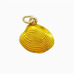 Copper Scallop Shell Pendant Golden Painted Gold Plated, approx 12-13.5mm