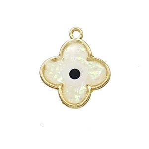 Copper Clover Pendant Pave Resin Gold Plated, approx 15mm
