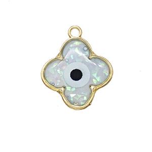 Copper Clover Pendant Pave Resin Gold Plated, approx 15mm