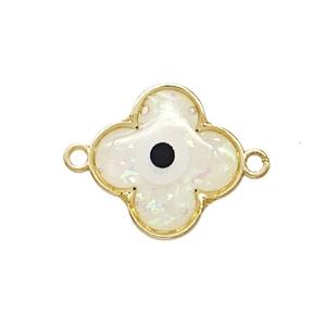 Copper Clover Connector Pave Resin Gold Plated, approx 15mm