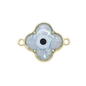 Copper Clover Connector Pave Resin Gold Plated, approx 15mm