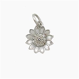 Copper Sunflower Pendant Platinum Plated, approx 10mm