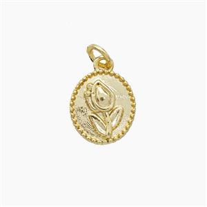 Copper Tulip Pendant Flower Gold Plated, approx 8-9mm