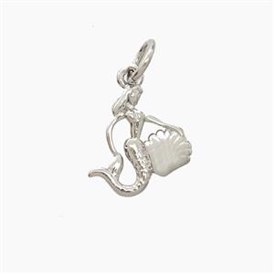 Copper Mermaid Pendant Platinum Plated, approx 10-11mm