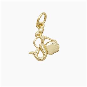 Copper Mermaid Pendant Gold Plated, approx 10-11mm