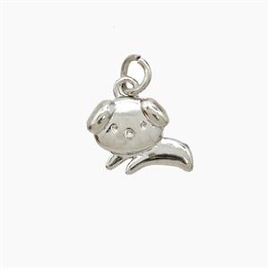 Copper Dog Pendant Platinum Plated, approx 7-10mm