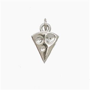Pizza Charms Copper Pendant Platinum Plated, approx 9-10mm