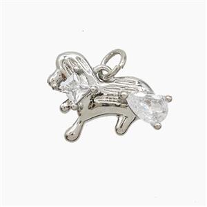 Copper Dog Pendant Pave Zirconia Platinum Plated, approx 12-16mm