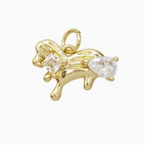 Copper Dog Pendant Pave Zirconia Gold Plated, approx 12-16mm