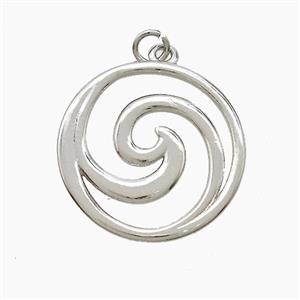 Copper Swirl Wave Pendant Platinum Plated, approx 20mm