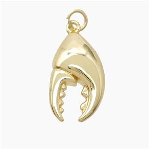 Crab Claw Charms Copper Pendant Gold Plated, approx 12-20mm
