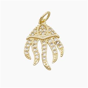 Copper Jellyfish Pendant Pave Zirconia Gold Plated, approx 14-16mm