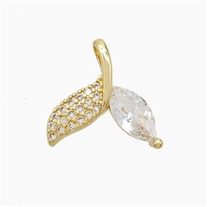 Copper Shark-Tail Pendant Pave Zirconia Gold Plated, approx 16mm