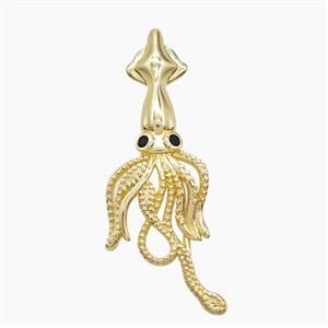 Copper Octopus Pendant Pave Zirconia Gold Plated, approx 9-42mm