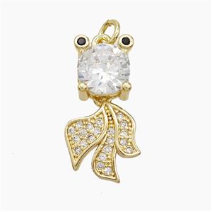 Copper Fish Pendant Pave Zirconia Gold Plated, approx 8-20mm