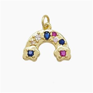 Copper Rainbow Pendant Pave Zirconia Gold Plated, approx 11-16mm