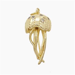 Copper Jellyfish Pendant Pave Zirconia Gold Plated, approx 14-25mm