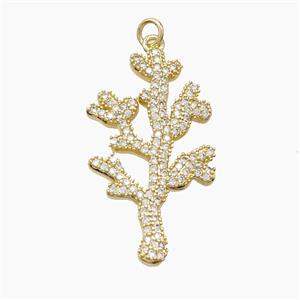 Copper Coral Reef Pendant Pave Zirconia Gold Plated, approx 20-35mm