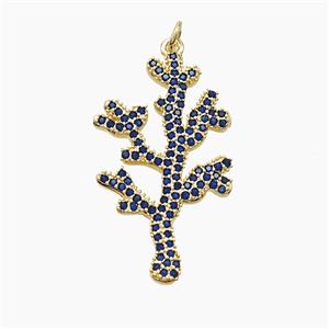 Copper Coral Reef Pendant Pave Blue Zirconia Gold Plated, approx 20-35mm