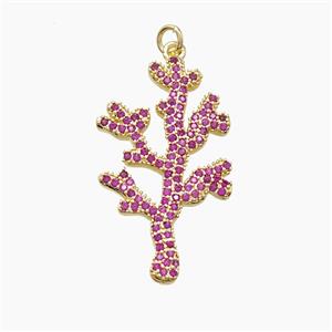Copper Coral Reef Pendant Pave Red Zirconia Gold Plated, approx 20-35mm