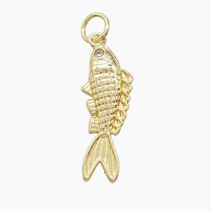 Copper Fish Pendant Pave Zirconia Gold Plated, approx 8-21mm