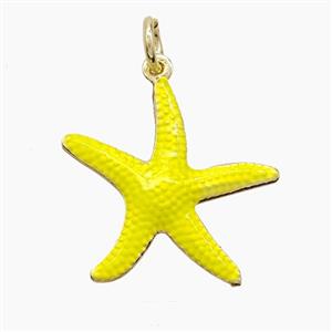 Copper Starfish Pendant Yellow Painted Gold Plated, approx 20mm