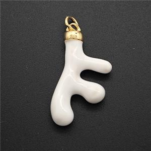 Copper Deer Breast Pendant White Enamel Gold Plated, approx 13-25mm