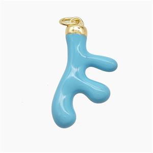 Copper Deer Breast Pendant Turqblue Enamel Gold Plated, approx 13-25mm