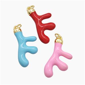 Copper Deer Breast Pendant Enamel Gold Plated Mixed, approx 13-25mm