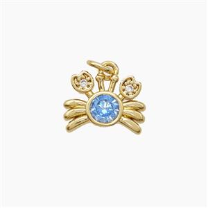 Copper Crab Pendant Pave Zirconia Gold Plated, approx 8-11mm