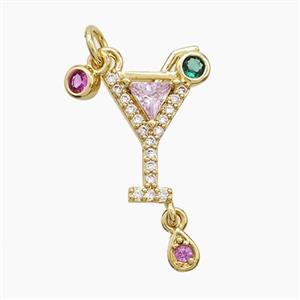 Copper Winecup Pendant Pave Zirconia Gold Plated, approx 3mm, 12-16mm