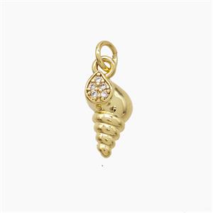 Copper Oyster Shell Pendant Pave Zirconia Gold Plated, approx 8-13mm