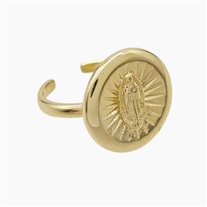 Copper Jesus Rings Gold Plated, approx 18.5mm, 18mm dia