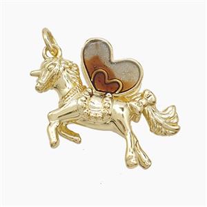 Copper Unicorn Pendant Gold Plated, approx 17-20mm