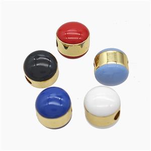 Copper Button Beads Enamel Gold Plated Mixed, approx 10-11mm