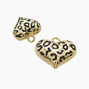 Copper Heart Pendant Black Enamel Gold Plated, approx 20mm