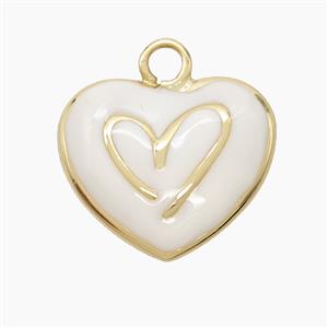 Copper Heart Pendant White Enamel Gold Plated, approx 20mm