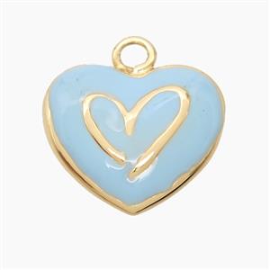 Copper Heart Pendant Blue Enamel Gold Plated, approx 20mm