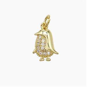 Copper Penguin Pendant Pave Zirconia Gold Plated, approx 9-12mm