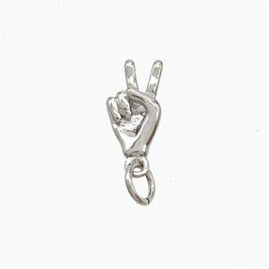 Copper Hand Pendant Peace Sign Platinum Plated, approx 6.5-12mm