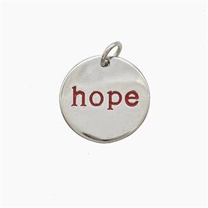 Copper Hope Pendant Red Enamel Platinum Plated, approx 15mm